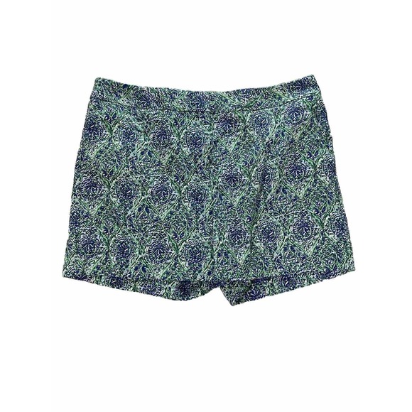 Talbots Pants - Talbots Green And Blue Flat Front Shorts Size 14